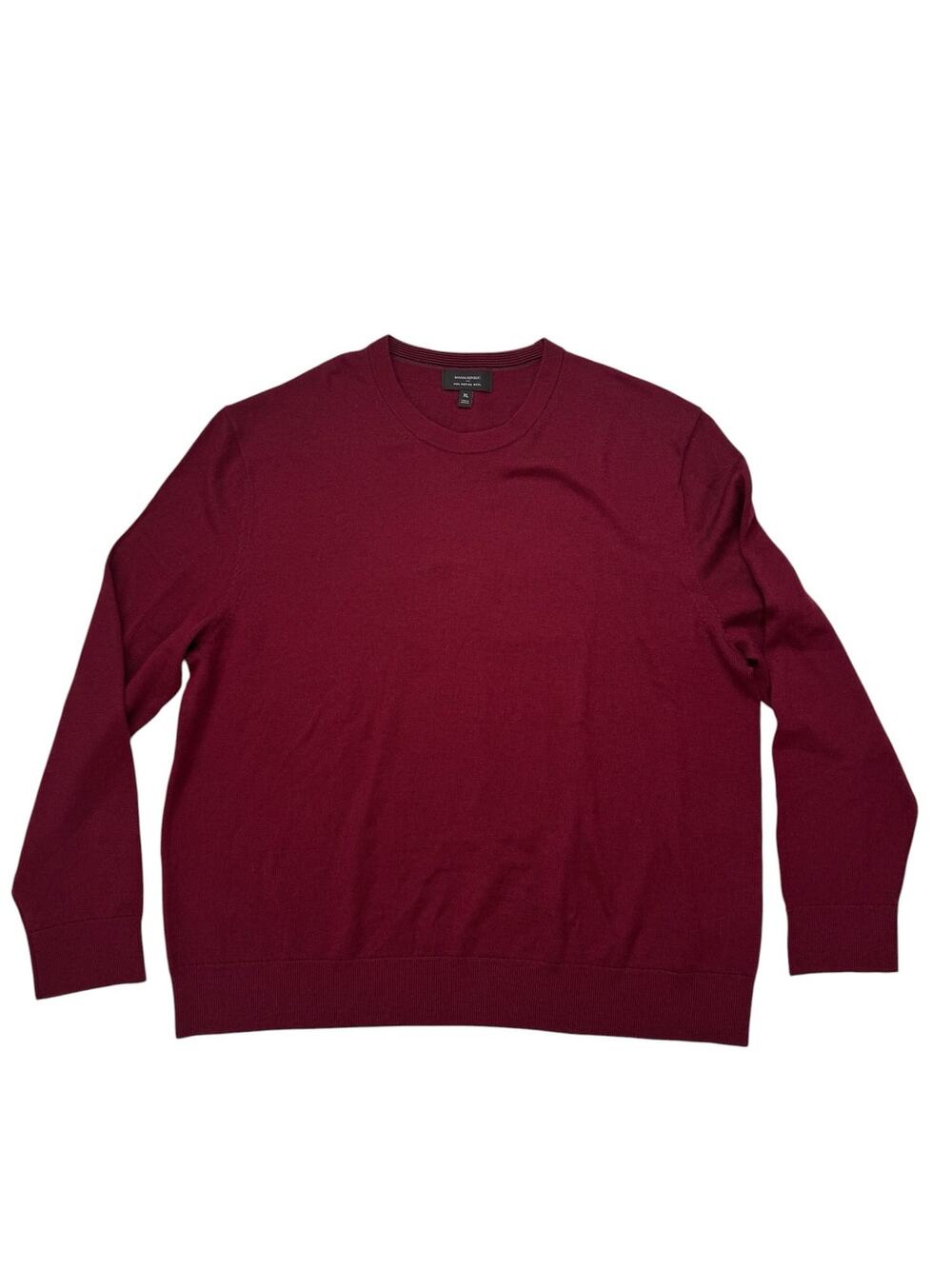BANANA REPUBLIC 100% Merino Wool Crew Neck Sweater in Burgundy Red Size XL Mens